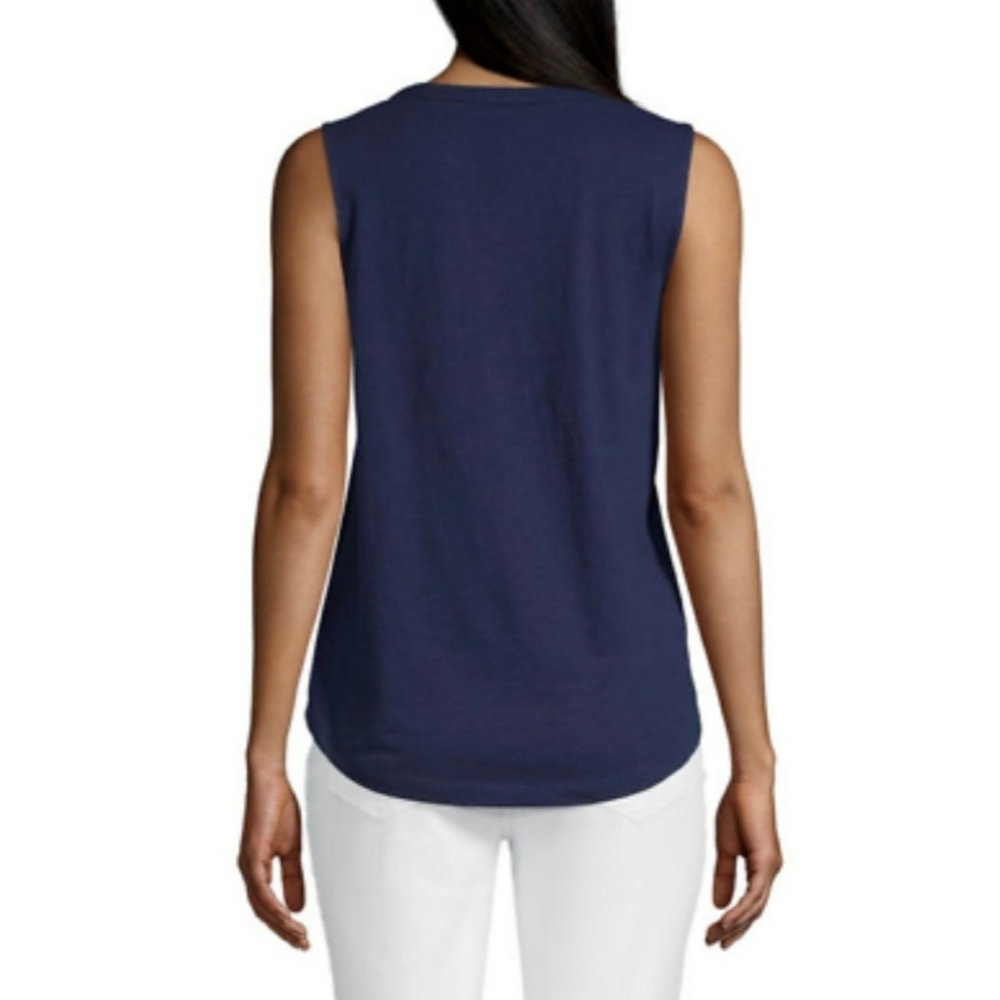 St. John's Bay Womens Y Neck Sleeveless Tank Top - Picture 2 of 6